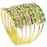 anel em ouro 18k com diamantes e esmeraldas