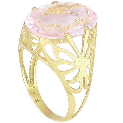 anel em ouro 18k e rose de france