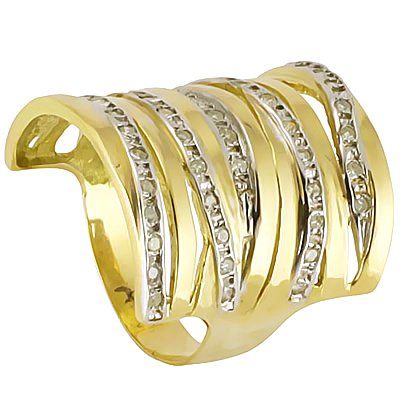 anel tubo em ouro 18k e diamantes